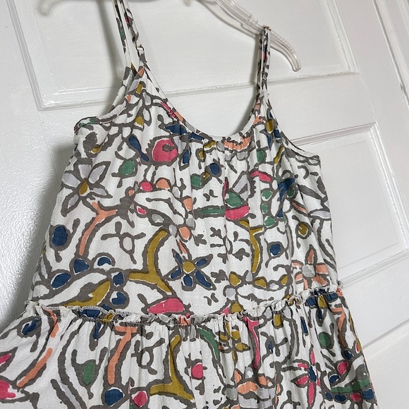 THML 100% Cotton A-Line Dress Tiered Ruffle Hem Colorful Allover Print Sz Small - Picture 13 of 17